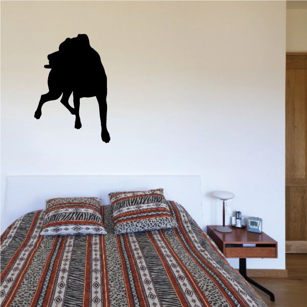 Rottweiler dog decal, black silhouette sitting on all-fours stance