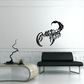 Curious scorpion wall decal, black outline with curled tail and stinger