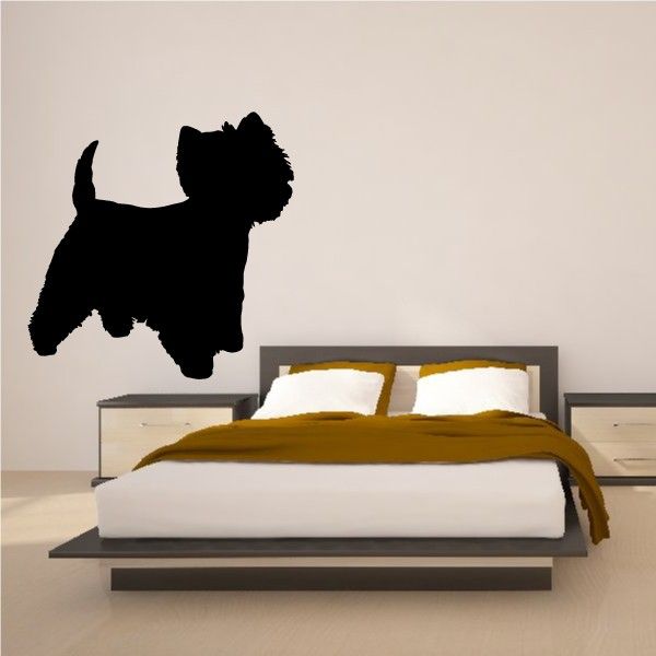 Dog decal silhouette of a curious West Highland White Terrier on wall