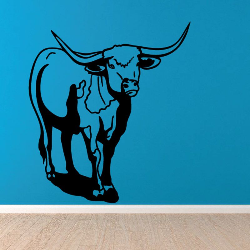 Image of Curious Texas Longhorn Cow Cattle Decal