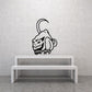 Curled critter wall decal, black outline of curled animal with toothy face