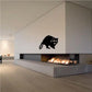 Curled raccoon wall decal, black silhouette