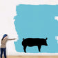 Standing pig wall decal with curled tail, dark silhouette