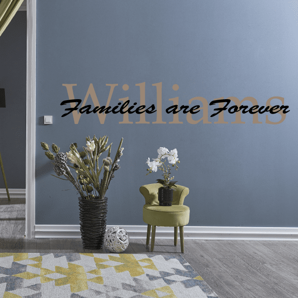 Wall decal with 'Families are forever' lettering