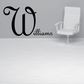 Family name wall decal with ornate script "Williams"