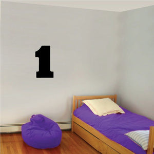 Black number 1 wall decal with bold numeral