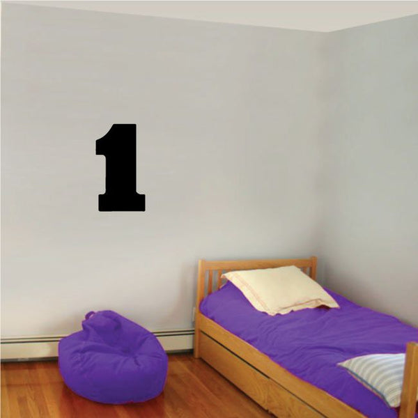 Black number 1 wall decal with bold numeral