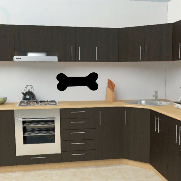 Wide dog bone wall decal, black