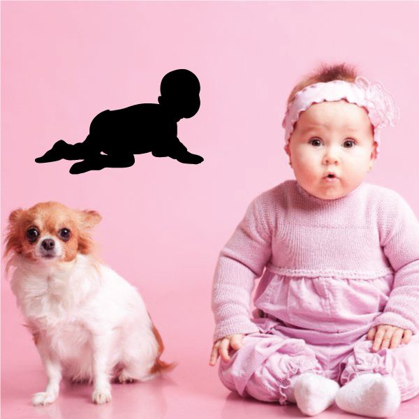 Crawling baby decal silhouette, black crawling baby figure