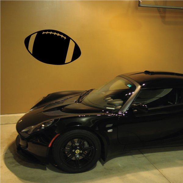 Black football decal sticker with white laces