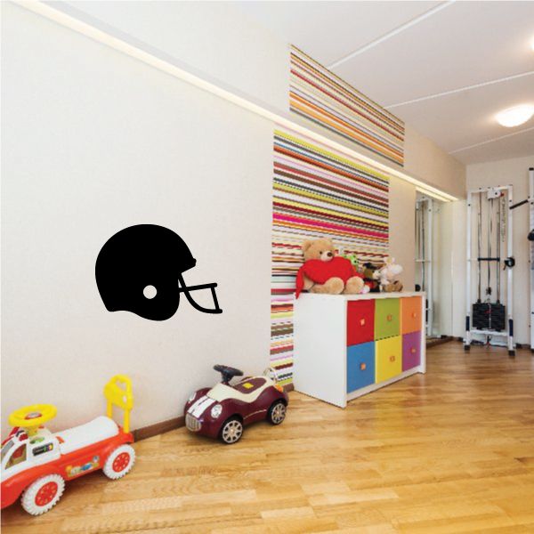 Black football helmet wall decal silhouette