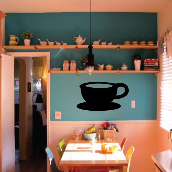 Black cup on saucer decal wall sticker