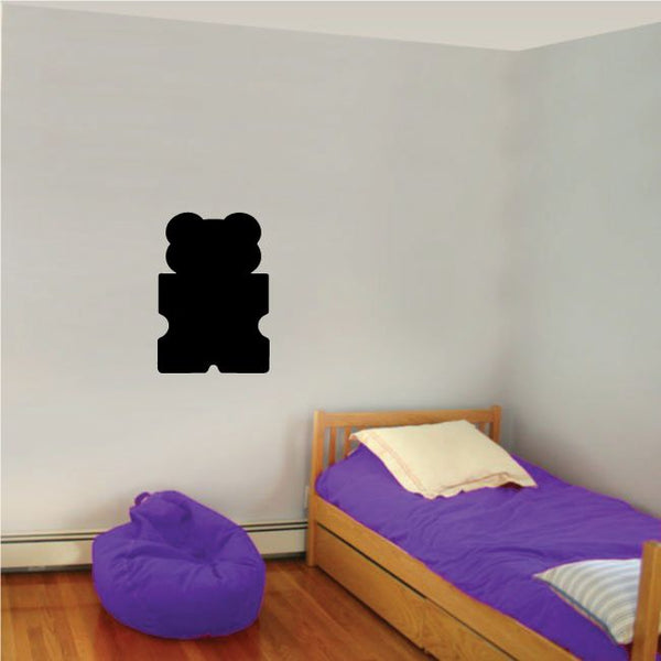 Bear head toy puzzle decal, black bear silhouette on wall