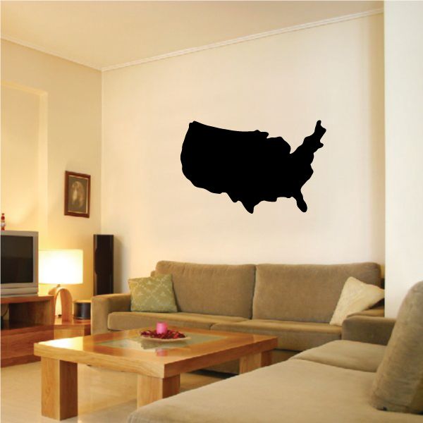 United States map wall decal, dark silhouette