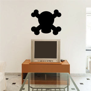 Cartoon skull and crossbones wall decal, black