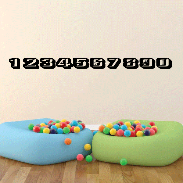 Race number decal, black stylized digits 12345678900