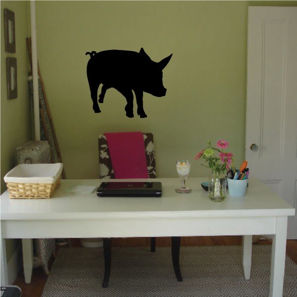 Image of Cute Strolling Pig Silhouette Decal