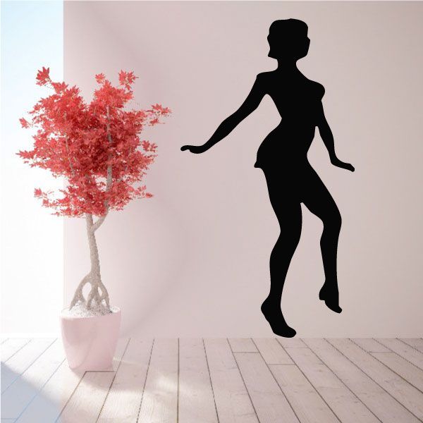 Black dancer silhouette decal with arms out and one leg lifted
