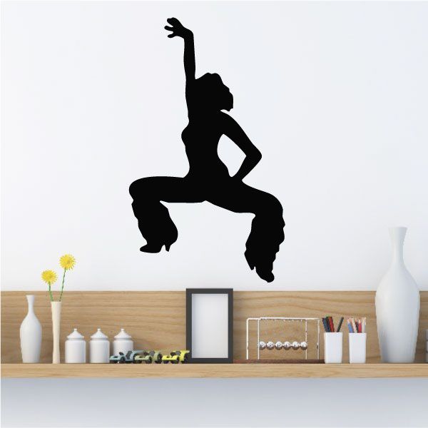 Black dancer silhouette wall decal in kneeling pose