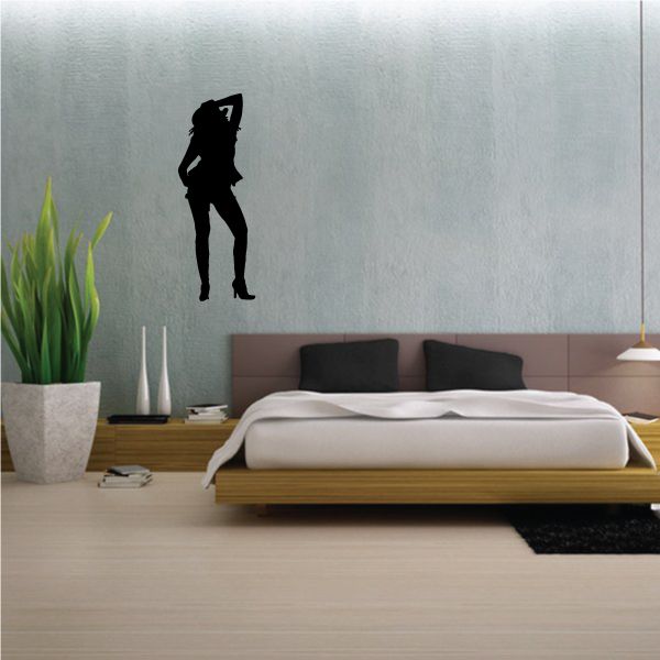 Cowgirl silhouette wall decal, black dancing figure