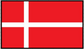 Denmark flag sticker with red background, white Nordic cross, and black border