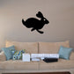 Black rabbit wall decal silhouette, jumping pose