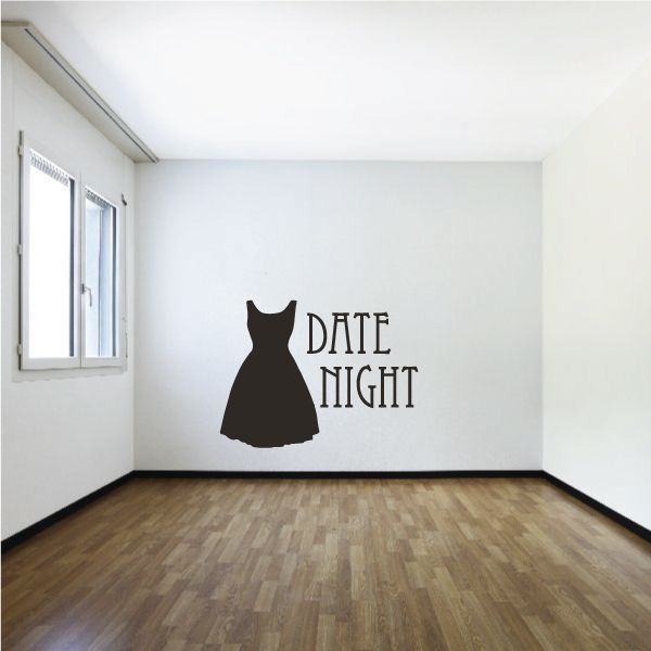 Black wall decal with dress silhouette and words DATE NIGHT