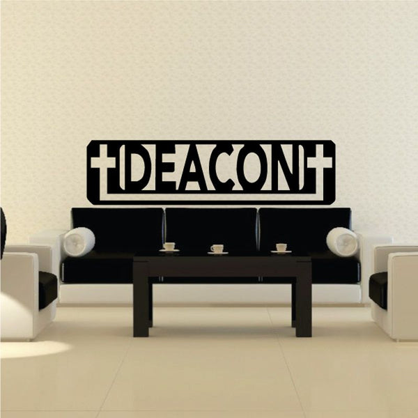 Black Deacon text wall decal with bold stylized lettering