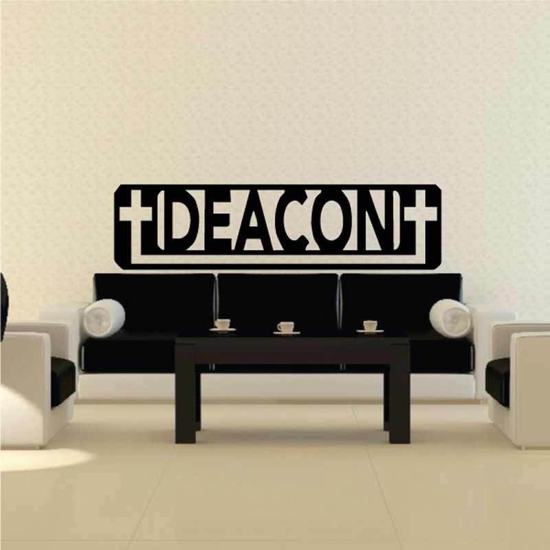 Black Deacon text wall decal with bold stylized lettering