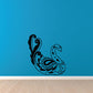 Decorative peacock decal, black bird with teal patterned tail