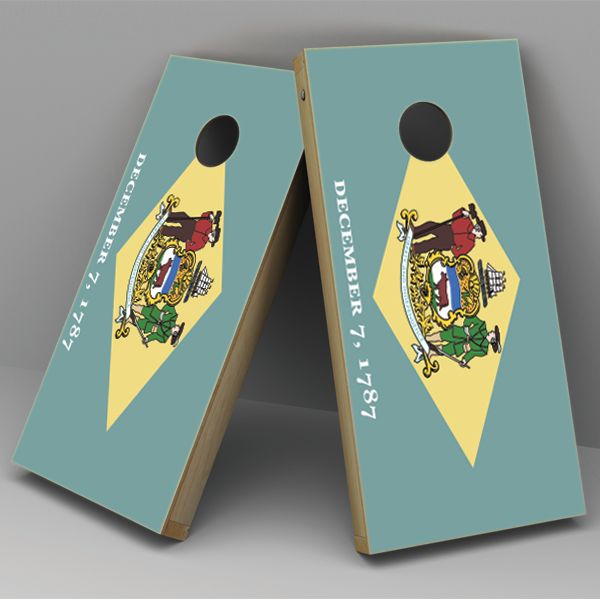 Delaware Flag Cornhole Board Vinyl Decal Wrap