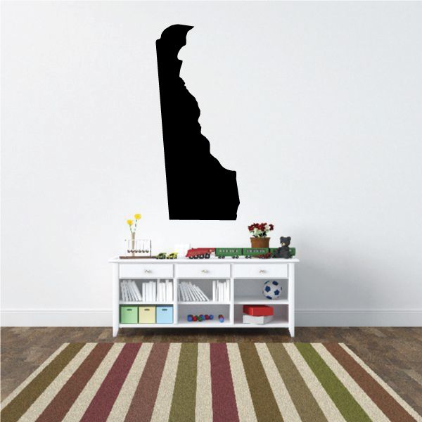 Black Delaware state decal silhouette