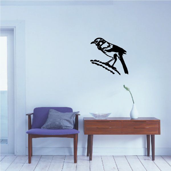 Black desert bird wall decal with stylized Southwestern pattern