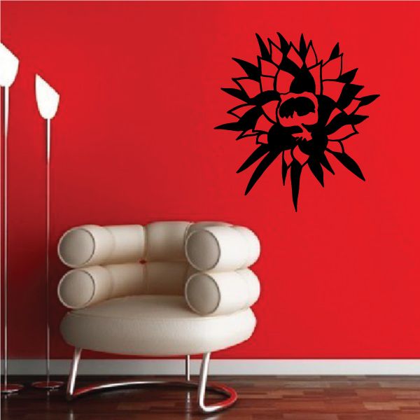 Black desert flower wall decal with stylized spiky petals