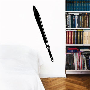 Ancient sword decal sticker, black long sword silhouette with ornate hilt