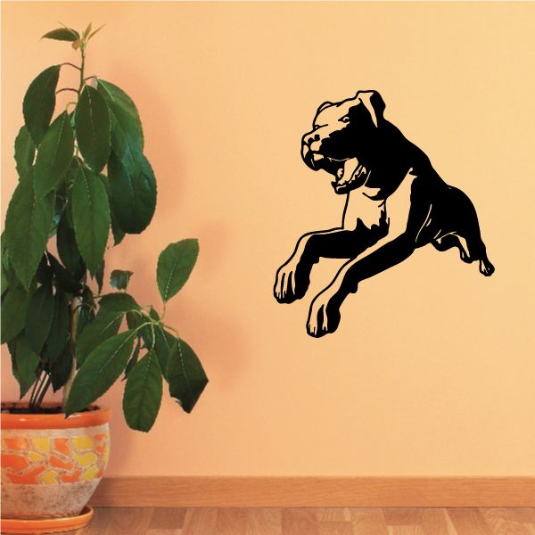 Rottweiler attack wall decal, black outline with solid shading
