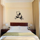 Bounding rottweiler wall decal in black outline with collar and leash