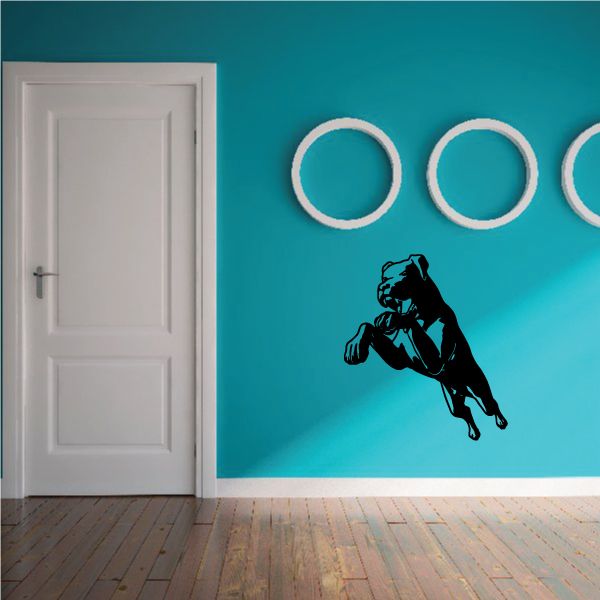 Black charging Rottweiler decal with detailed silhouette