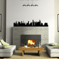 Black city skyline wall decal silhouette with varied building heights