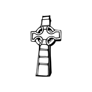 Black cross decal with interlocking circular knot designs