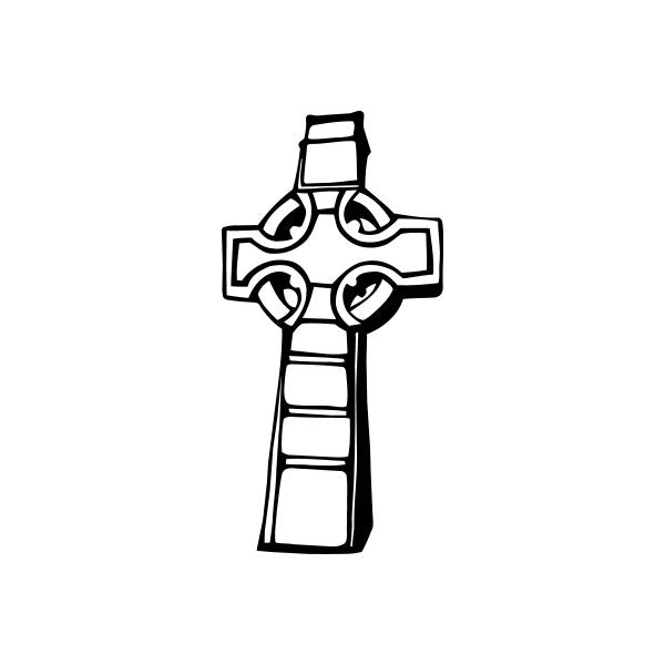 Black cross decal with interlocking circular knot designs