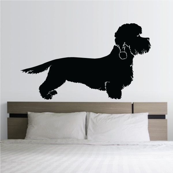 Black Dandie Dinmont terrier vinyl wall decal silhouette with long body and tail