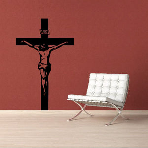 Jesus on the cross decal with detailed black crucifix design