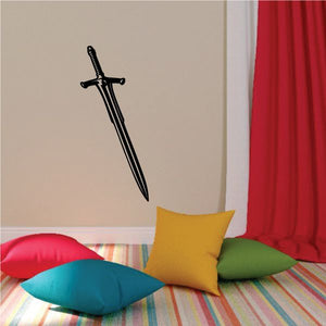 Black knight sword decal with crossguard and pointed blade