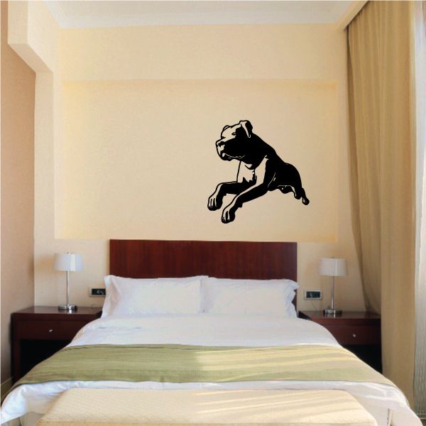 Black pouncing Rottweiler wall decal with detailed silhouette