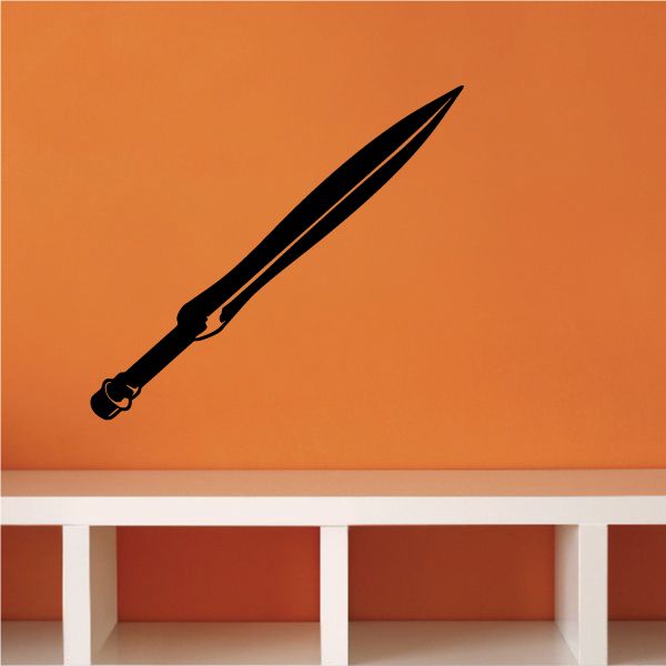 Roman-style sword decal, black with detailed handle and pointed blade