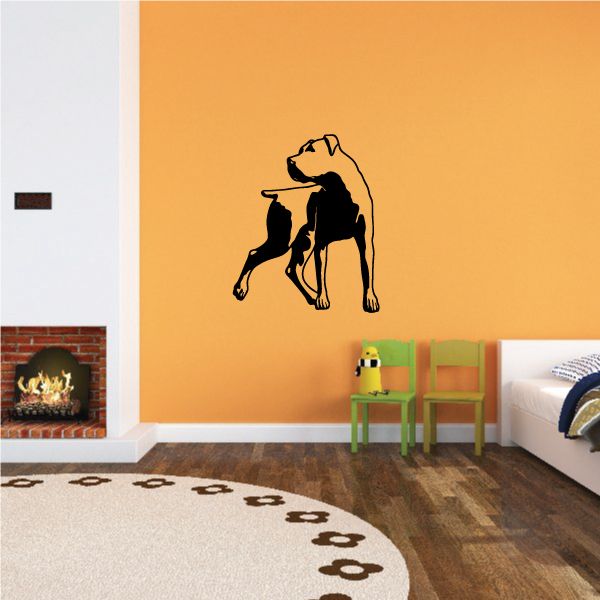 Rottweiler looking away decal, black dog silhouette on light wall