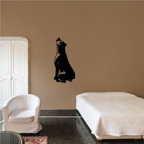 Rottweiler looking up wall decal, black dog silhouette