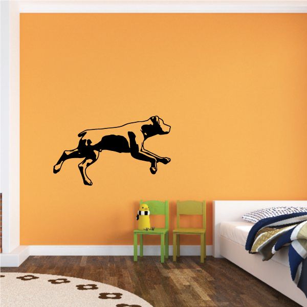 Running Rottweiler wall decal, black dog silhouette with detailed legs