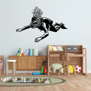 Scuba diver decal with black diver and bubble accents